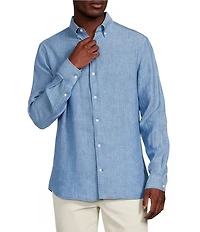 Cremieux Blue Label Long Sleeve Spread Solid French Linen Woven Shirt