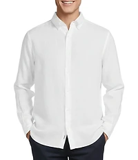 Cremieux Blue Label Long Sleeve Spread Solid French Linen Woven Shirt