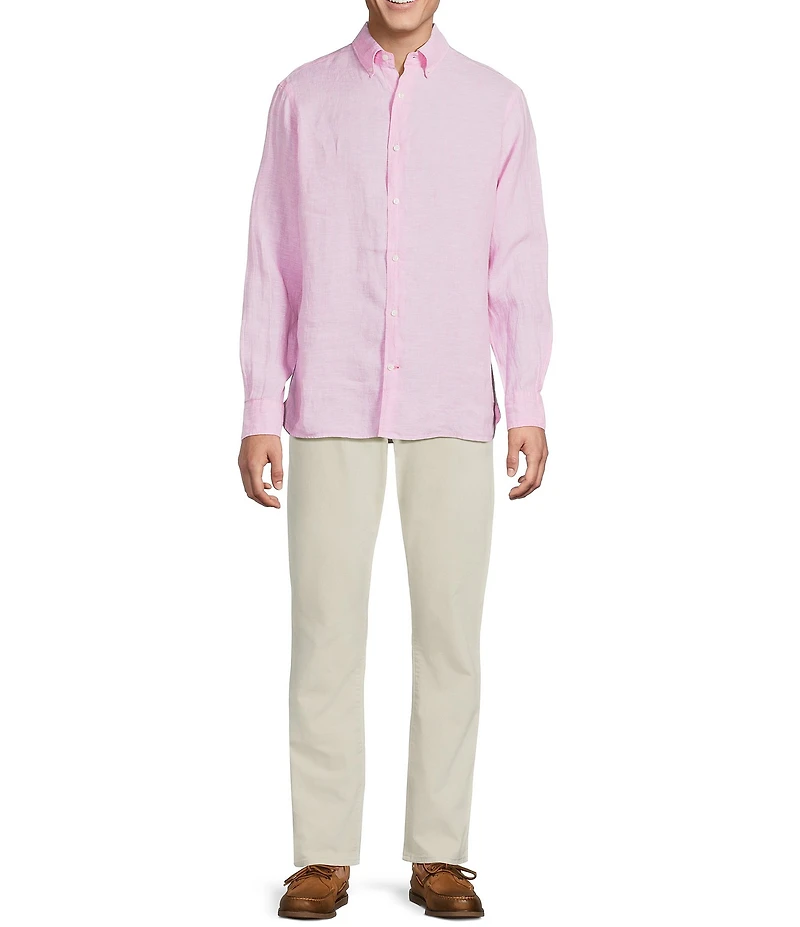 Cremieux Blue Label Long Sleeve Spread Solid French Linen Woven Shirt