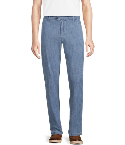 Cremieux Blue Label Madison Classic Fit Flat Front Chambray Pants