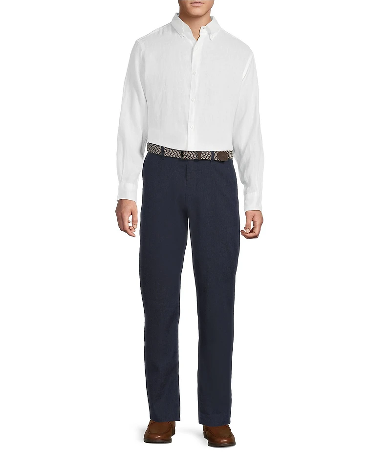 Cremieux Blue Label Madison Classic Fit Stretch Waist Linen Blend Flat Front Pants