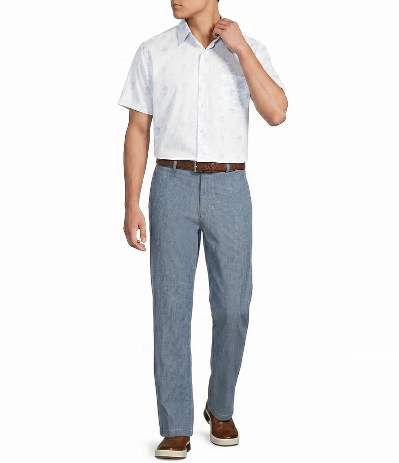 Cremieux Blue Label Madison Flat Front Chambray Pants