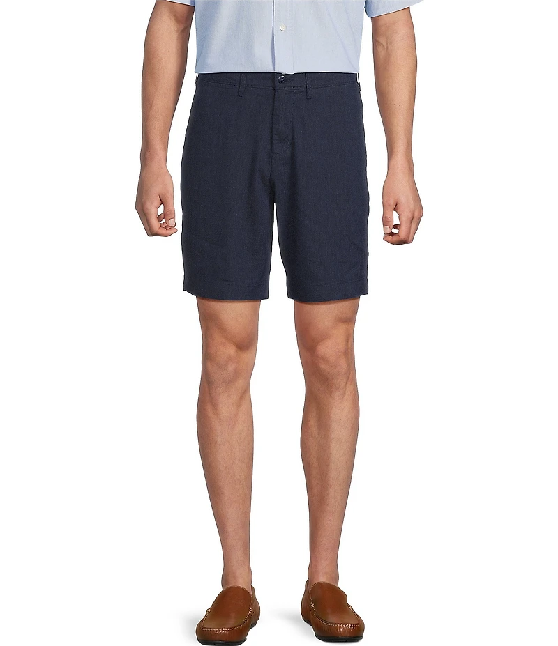 Cremieux Blue Label Madison Flat Front Linen Blend 8#double; Inseam Shorts