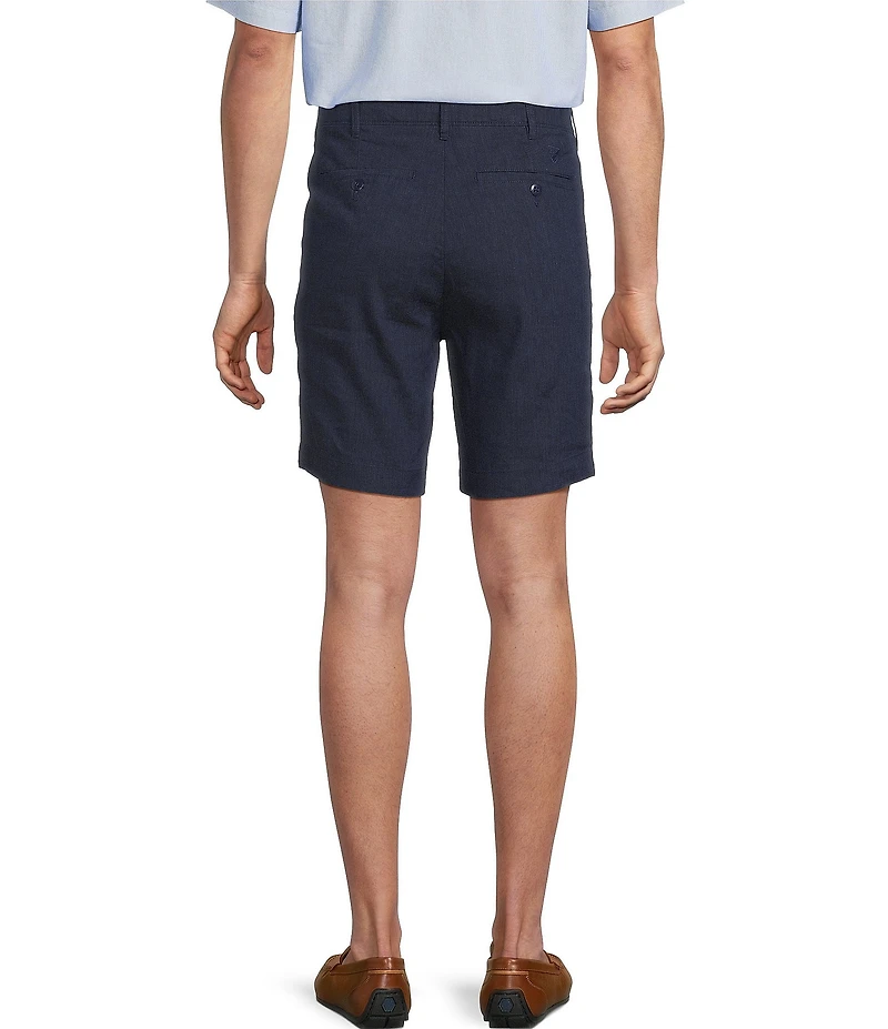 Cremieux Blue Label Madison Flat Front Linen Blend 8#double; Inseam Shorts