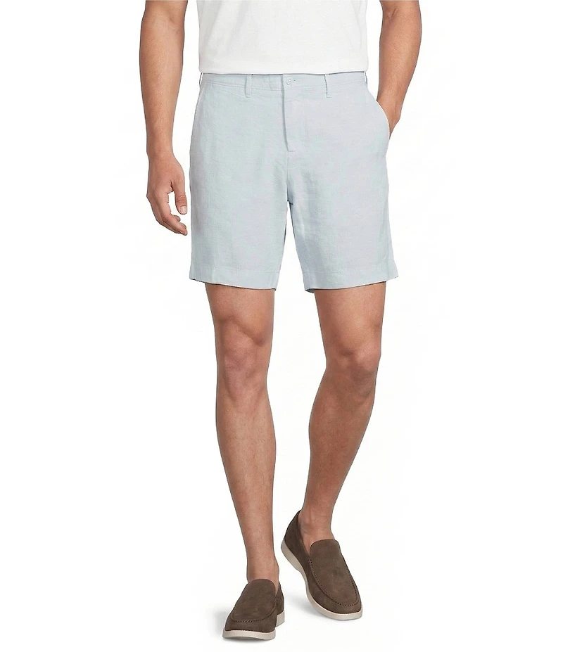 Cremieux Blue Label Madison Flat Front Linen Blend 8#double; Inseam Shorts