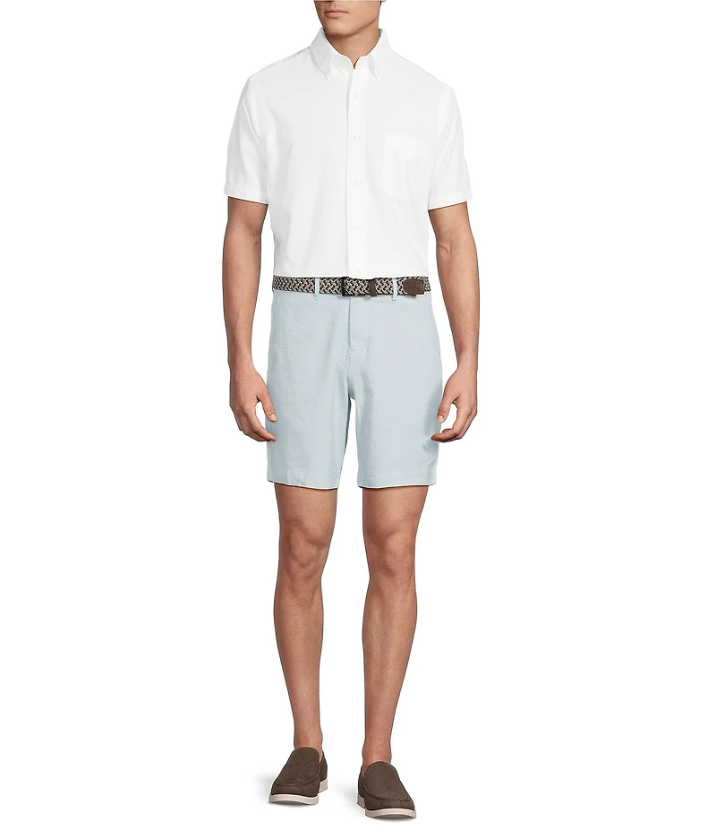 Cremieux Blue Label Madison Flat Front Linen Blend 8#double; Inseam Shorts