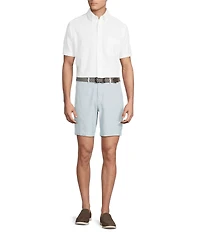 Cremieux Blue Label Madison Flat Front Linen Blend 8#double; Inseam Shorts