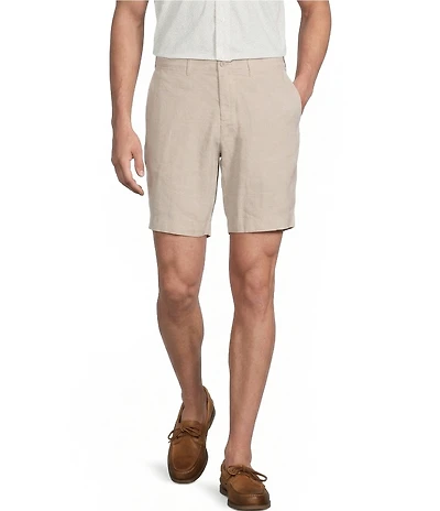 Cremieux Blue Label Madison Flat Front Linen Blend 8#double; Inseam Shorts