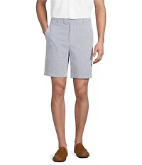 Cremieux Blue Label Madison Flat Front Seersucker Stripe 8#double; Inseam Shorts