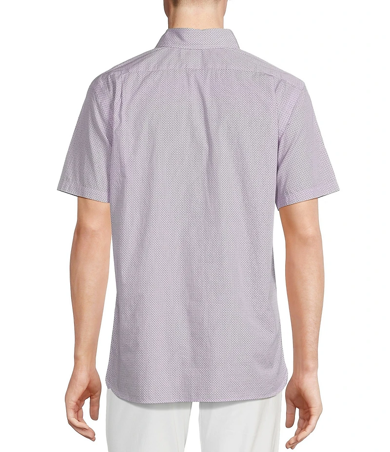 Cremieux Blue Label Micro Geo Print Poplin Short Sleeve Woven Shirt