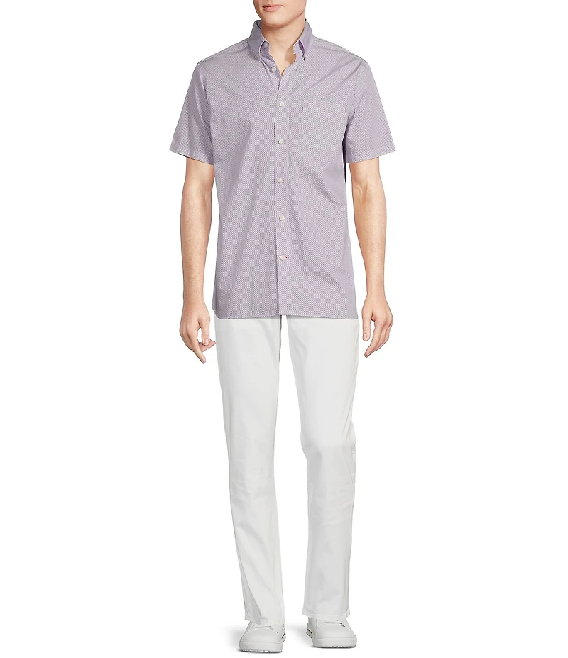 Cremieux Blue Label Micro Geo Print Poplin Short Sleeve Woven Shirt