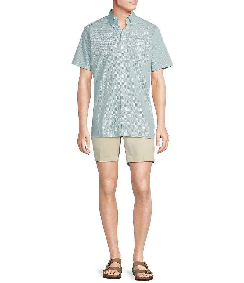 Cremieux Blue Label Micro Geo Print Poplin Short Sleeve Woven Shirt