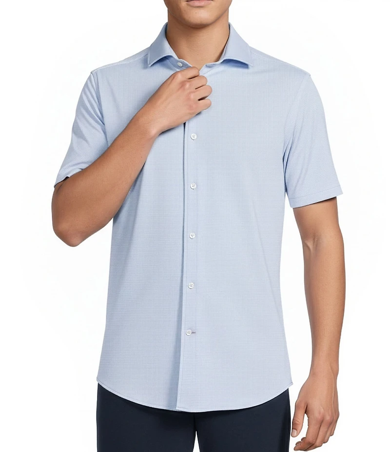 Cremieux Blue Label Micro-Stripe Brrr°® Jacquard Coat Front Short Sleeve Woven Shirt