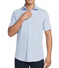 Cremieux Blue Label Micro-Stripe Brrr°® Jacquard Coat Front Short Sleeve Woven Shirt