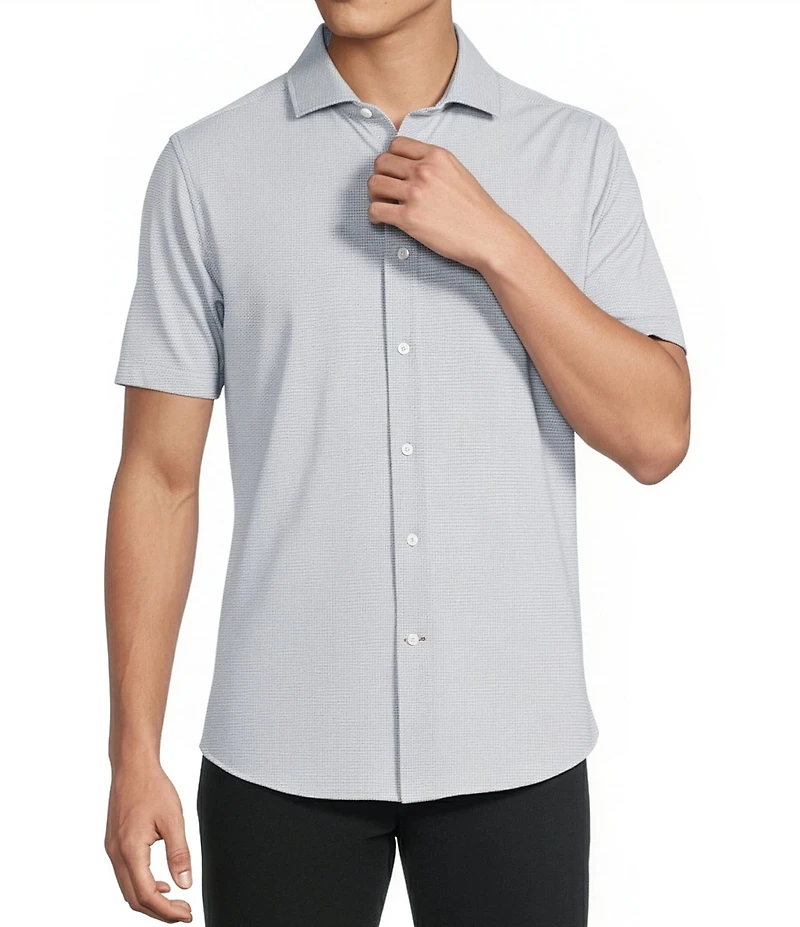 Cremieux Blue Label Micro-Stripe Brrr°® Jacquard Coat Front Short Sleeve Woven Shirt