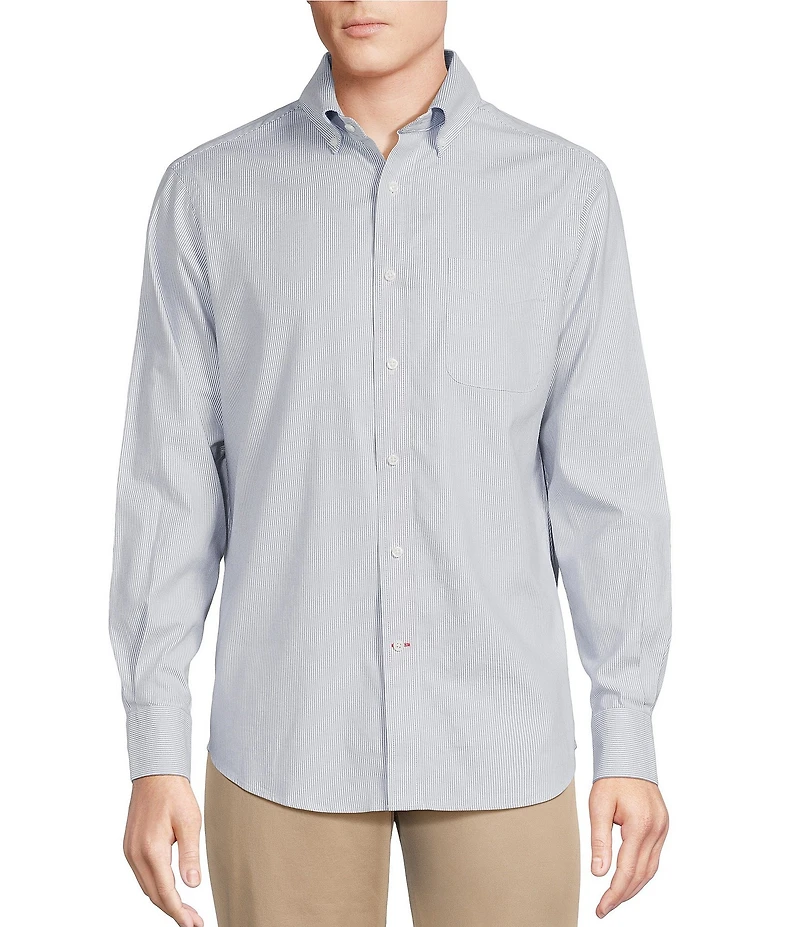 Cremieux Blue Label Micro-Stripe Oxford Long Sleeve Woven Shirt