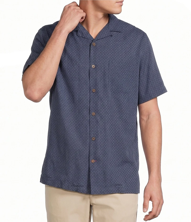 Cremieux Blue Label Modal Geometric Print Short Sleeve Woven Camp Shirt