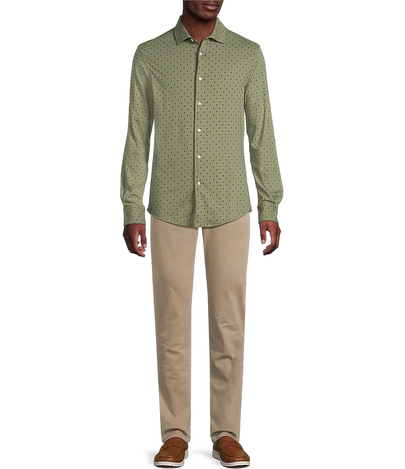 Cremieux Blue Label Multi-Color Geo Print Coat Front Knit Shirt