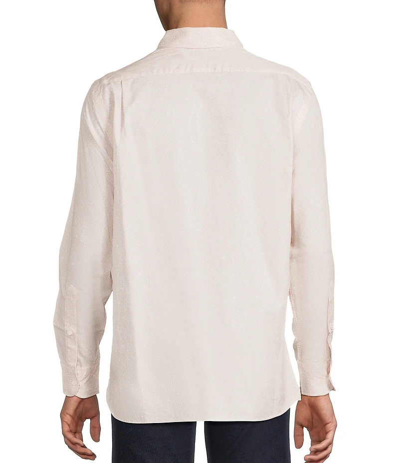 Cremieux Blue Label Neutral Paisley Print Twill Long Sleeve Woven Shirt