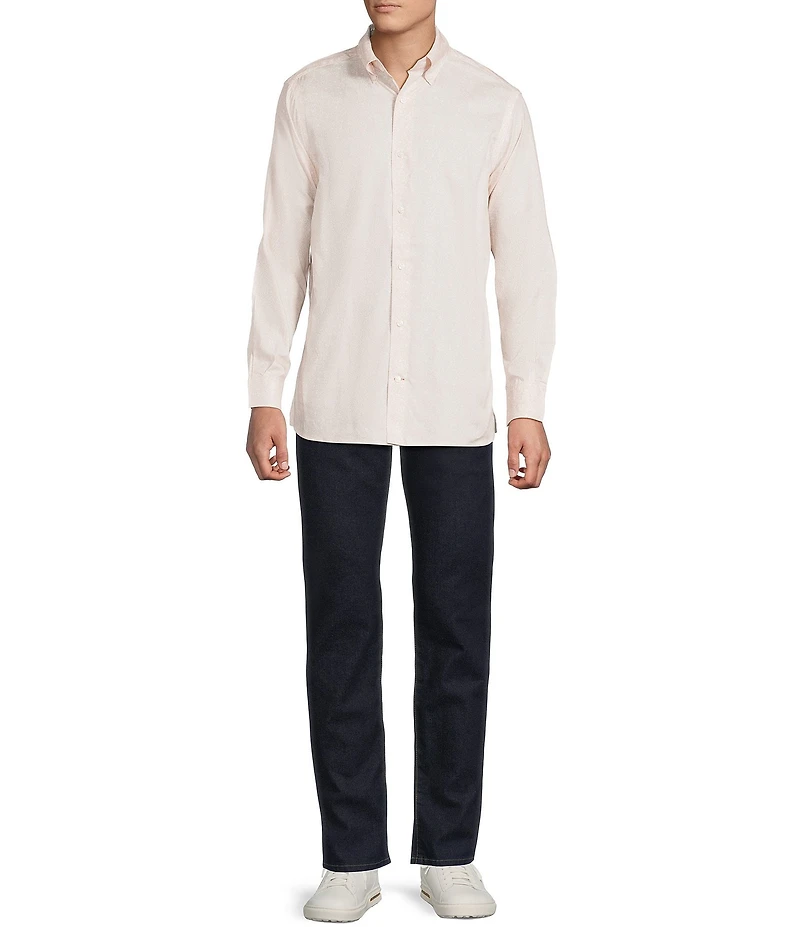Cremieux Blue Label Neutral Paisley Print Twill Long Sleeve Woven Shirt
