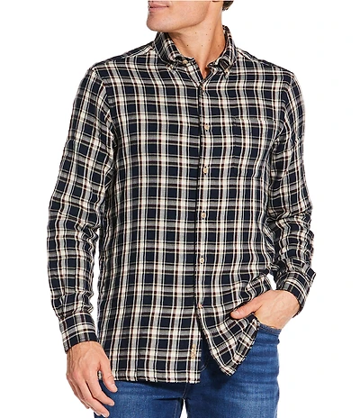 Cremieux Blue Label Neutral Plaid Long Sleeve Woven Shirt
