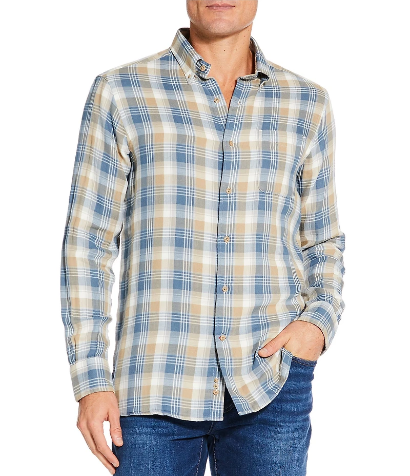 Cremieux Blue Label Neutral Plaid Long Sleeve Woven Shirt
