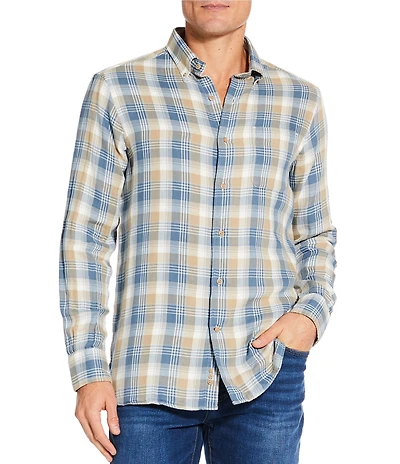 Cremieux Blue Label Neutral Plaid Long Sleeve Woven Shirt