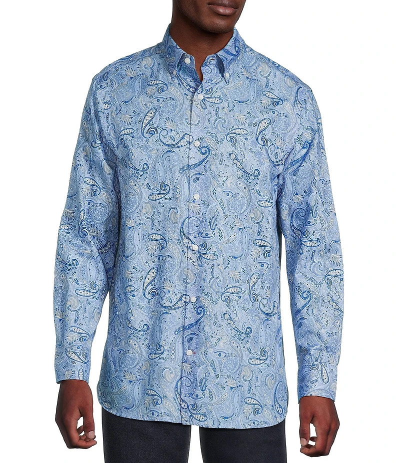 Cremieux Blue Label Paisley 70s Twill Long Sleeve Woven Shirt
