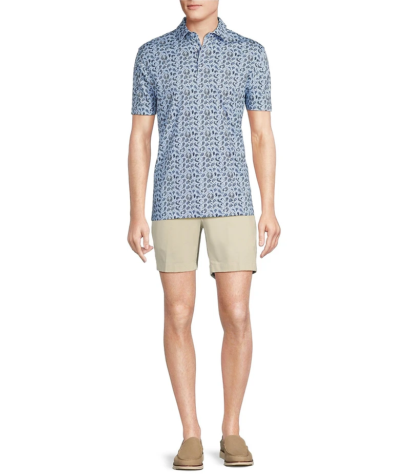 Cremieux Blue Label Paisley Print Interlock Short Sleeve Polo Shirt