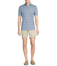 Cremieux Blue Label Paisley Print Interlock Short Sleeve Polo Shirt