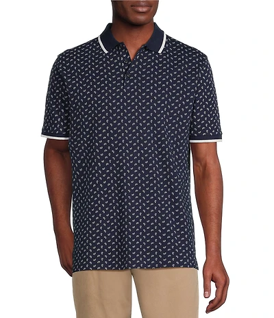 Cremieux Blue Label Paisley Print Short Sleeve Polo Shirt