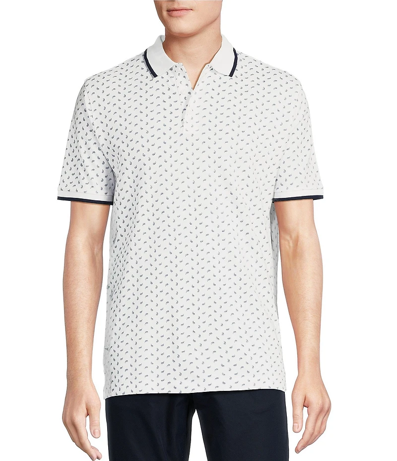 Cremieux Blue Label Paisley Print Short Sleeve Polo Shirt
