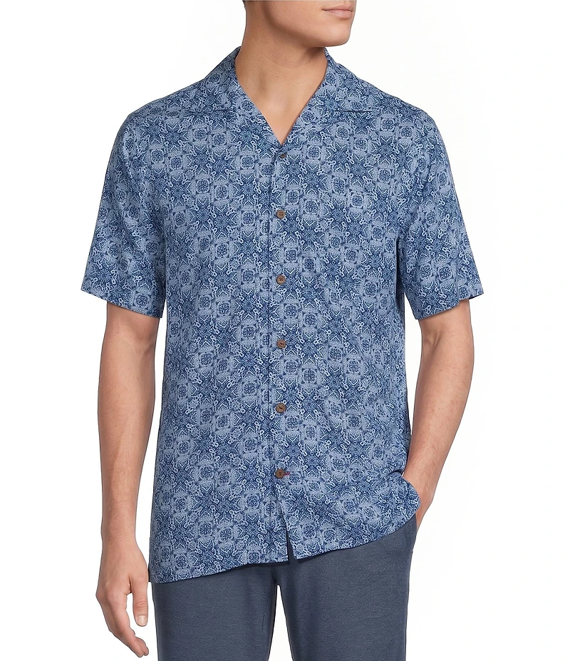 Cremieux Blue Label Paisley Print Short Sleeve Woven Camp Shirt