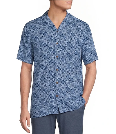 Cremieux Blue Label Paisley Print Short Sleeve Woven Camp Shirt