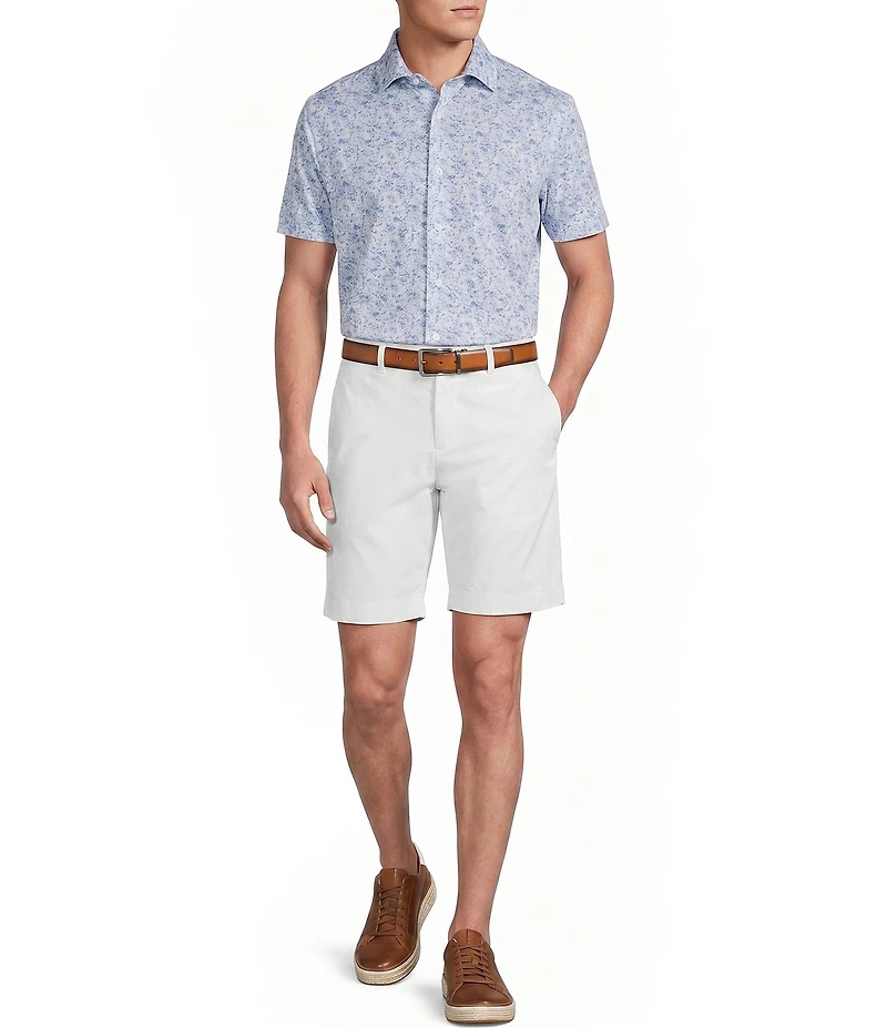 Cremieux Blue Label Palm Floral Print Oxford Short Sleeve Woven Shirt