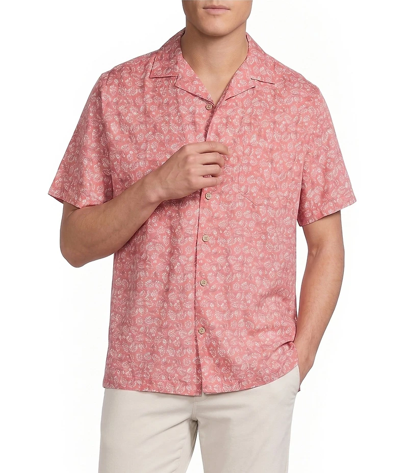 Cremieux Blue Label Palm Floral Print Short Sleeve Woven Camp Shirt