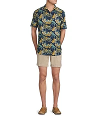 Cremieux Blue Label Palm Leaf Print Seersucker Short Sleeve Button-Front Shirt