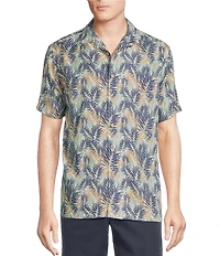 Cremieux Blue Label Palm Leaf Print Short Sleeve Woven Camp Shirt