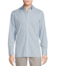 Cremieux Blue Label Palm Print Poplin Long Sleeve Woven Shirt