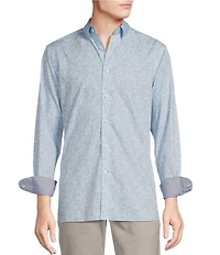 Cremieux Blue Label Palm Print Poplin Long Sleeve Woven Shirt