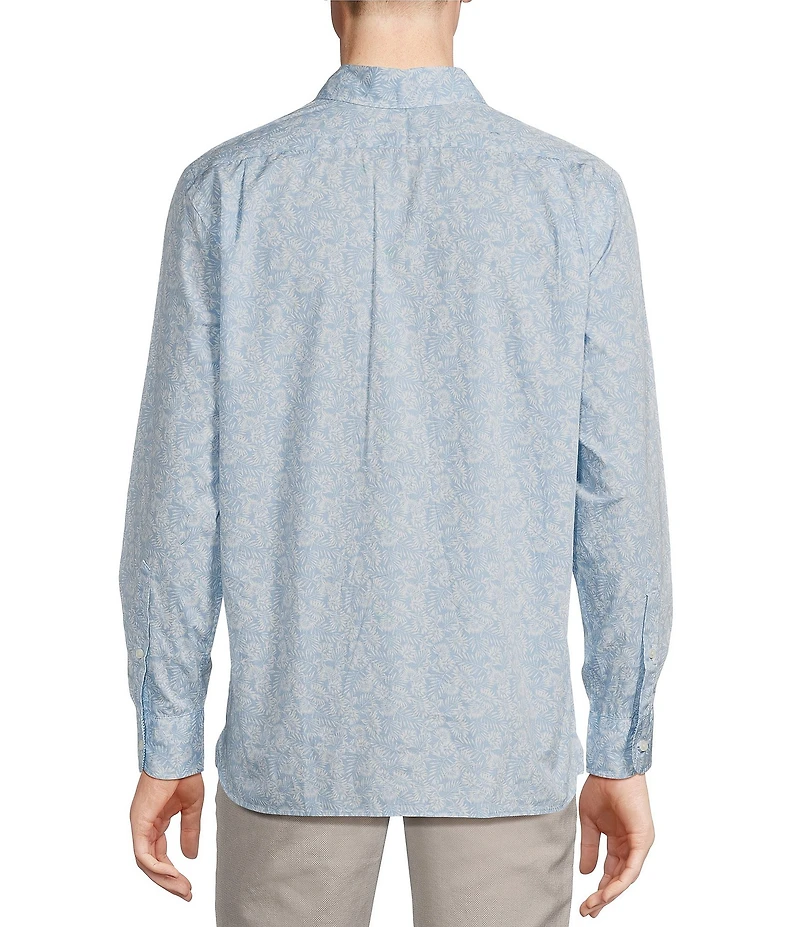 Cremieux Blue Label Palm Print Poplin Long Sleeve Woven Shirt