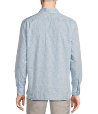 Cremieux Blue Label Palm Print Poplin Long Sleeve Woven Shirt