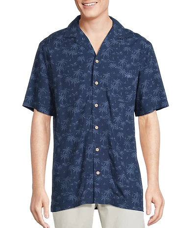 Cremieux Blue Label Palm Print Short Sleeve Woven Camp Shirt