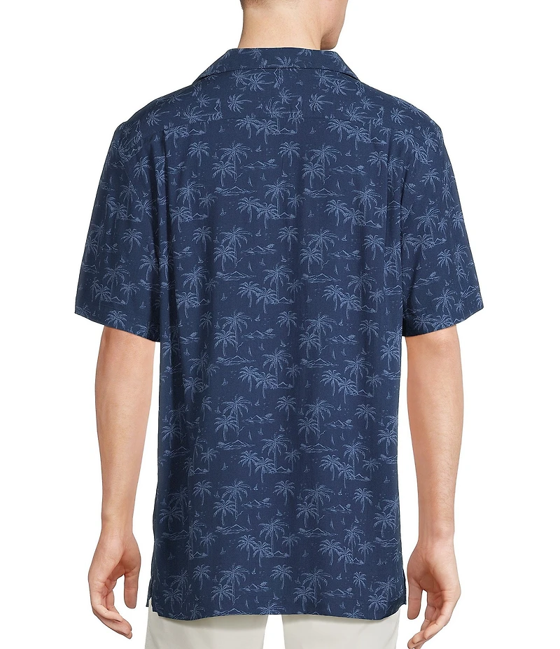 Cremieux Blue Label Palm Print Short Sleeve Woven Camp Shirt