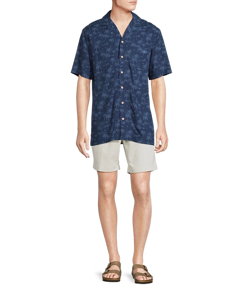 Cremieux Blue Label Palm Print Short Sleeve Woven Camp Shirt