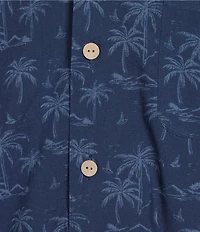 Cremieux Blue Label Palm Print Short Sleeve Woven Camp Shirt