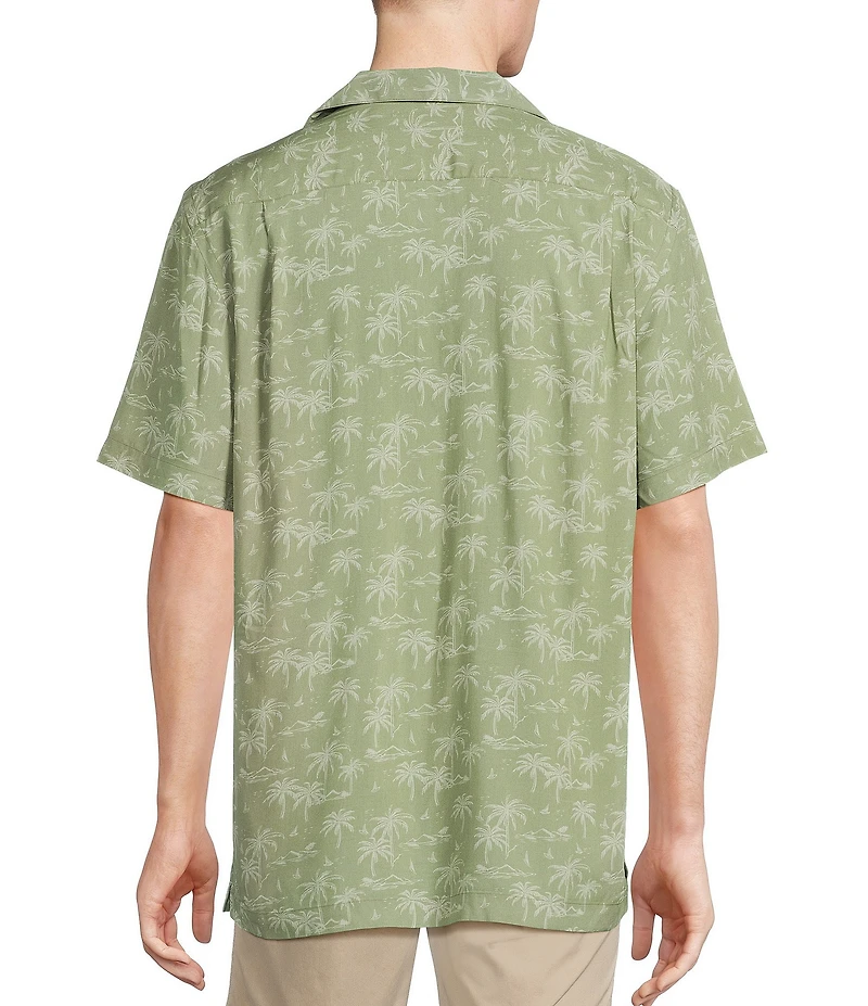 Cremieux Blue Label Palm Print Short Sleeve Woven Camp Shirt