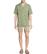 Cremieux Blue Label Palm Print Short Sleeve Woven Camp Shirt