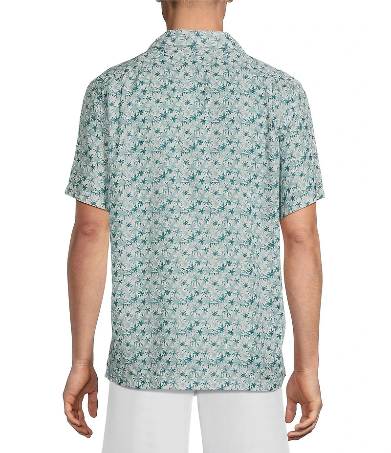 Cremieux Blue Label Palm Tree Print Short Sleeve Woven Camp Shirt