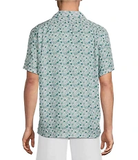 Cremieux Blue Label Palm Tree Print Short Sleeve Woven Camp Shirt